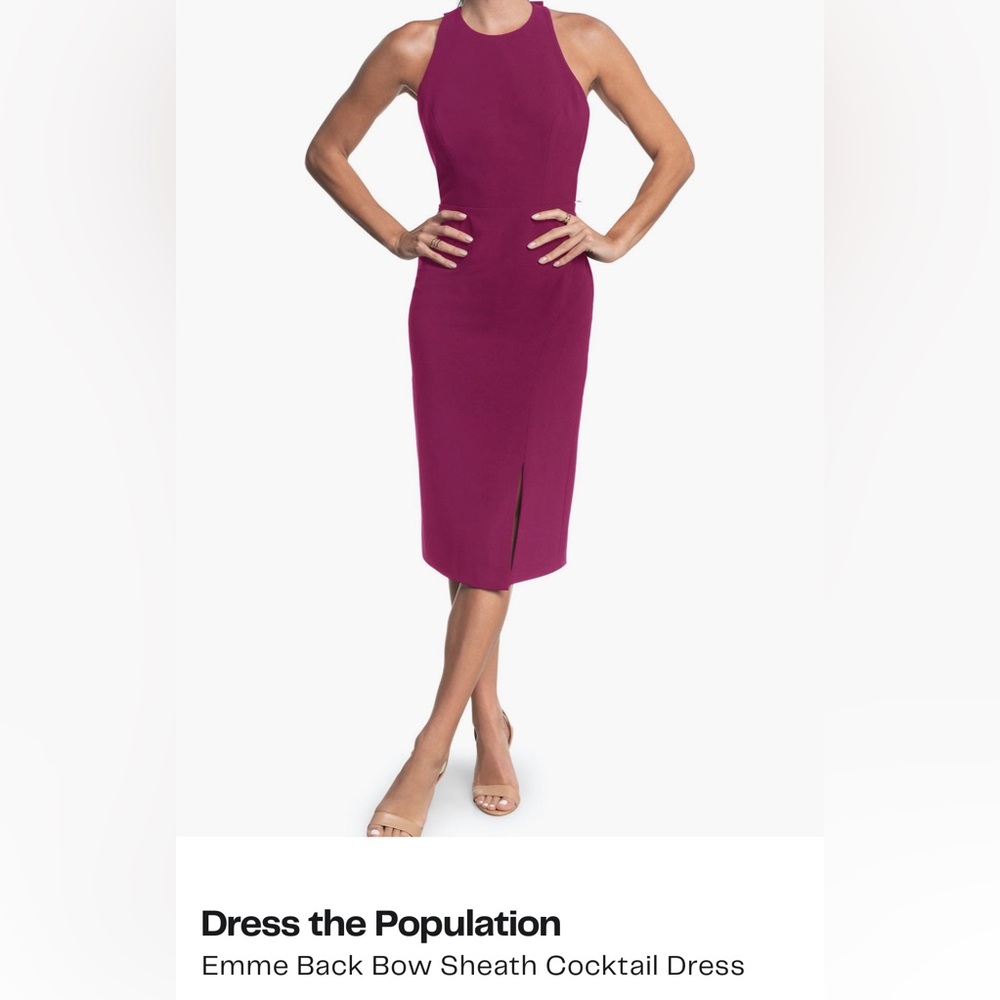 NWT Dress the Population Emme Back
Bow Sheath Cocktail Dress